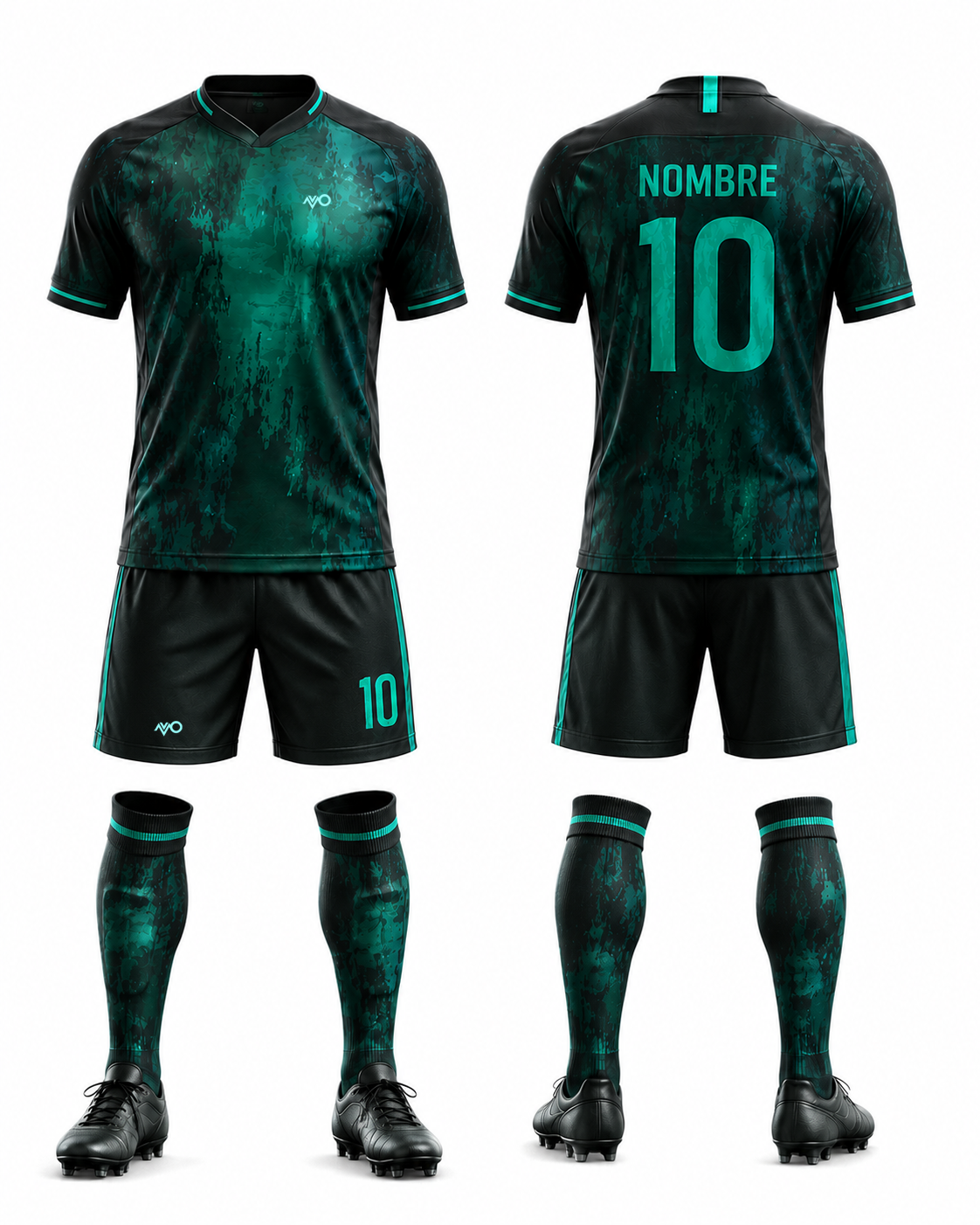 Kit completo uniforme de fútbol Modelo Esmeralda